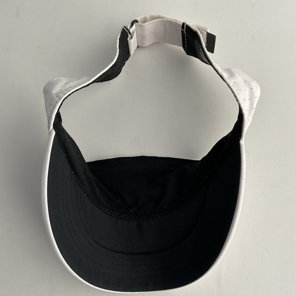 Nike Dri-Fit Swoosh Logo White Breathable Strapback Adjustable Visor Hat Cap - Picture 8 of 9